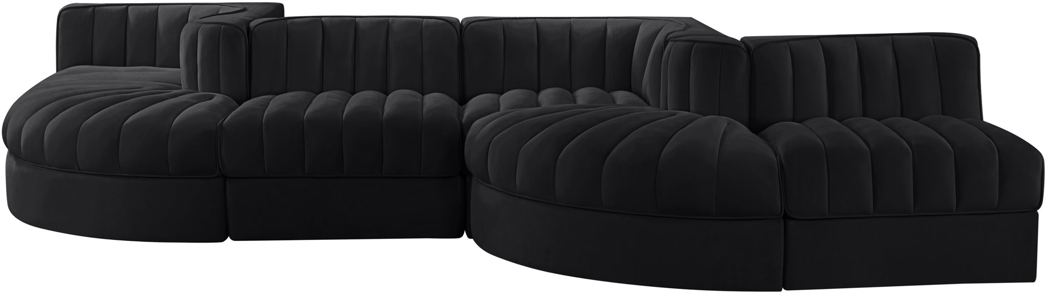 Rummi - Rounded Velvet Performance Fabric Upholstered 6 Piece Modular Sectional - Urban Living Furniture (Los Angeles, CA)