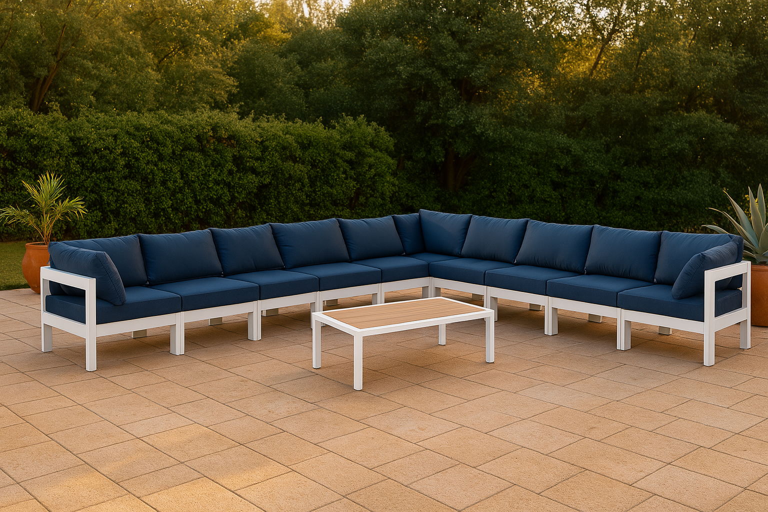 Nizuc - Outdoor Patio 10 Piece Modular Sectional With White Frame - Urban Living Furniture (Los Angeles, CA)