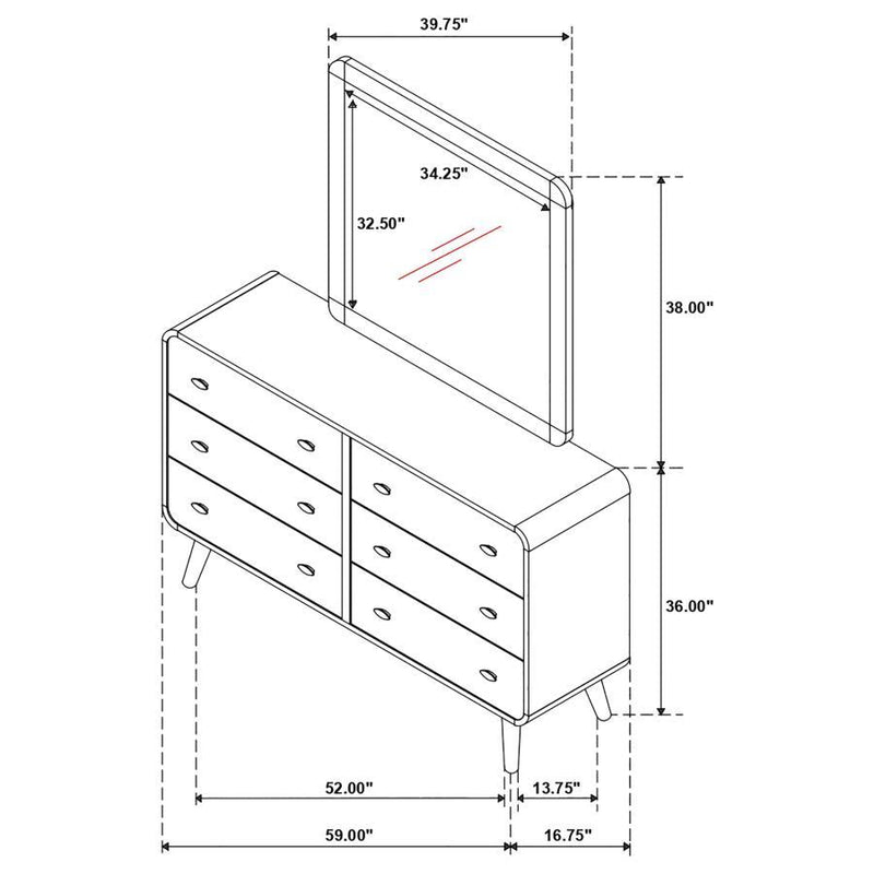 Robyn - 6-Drawer Bedroom Dresser And Mirror