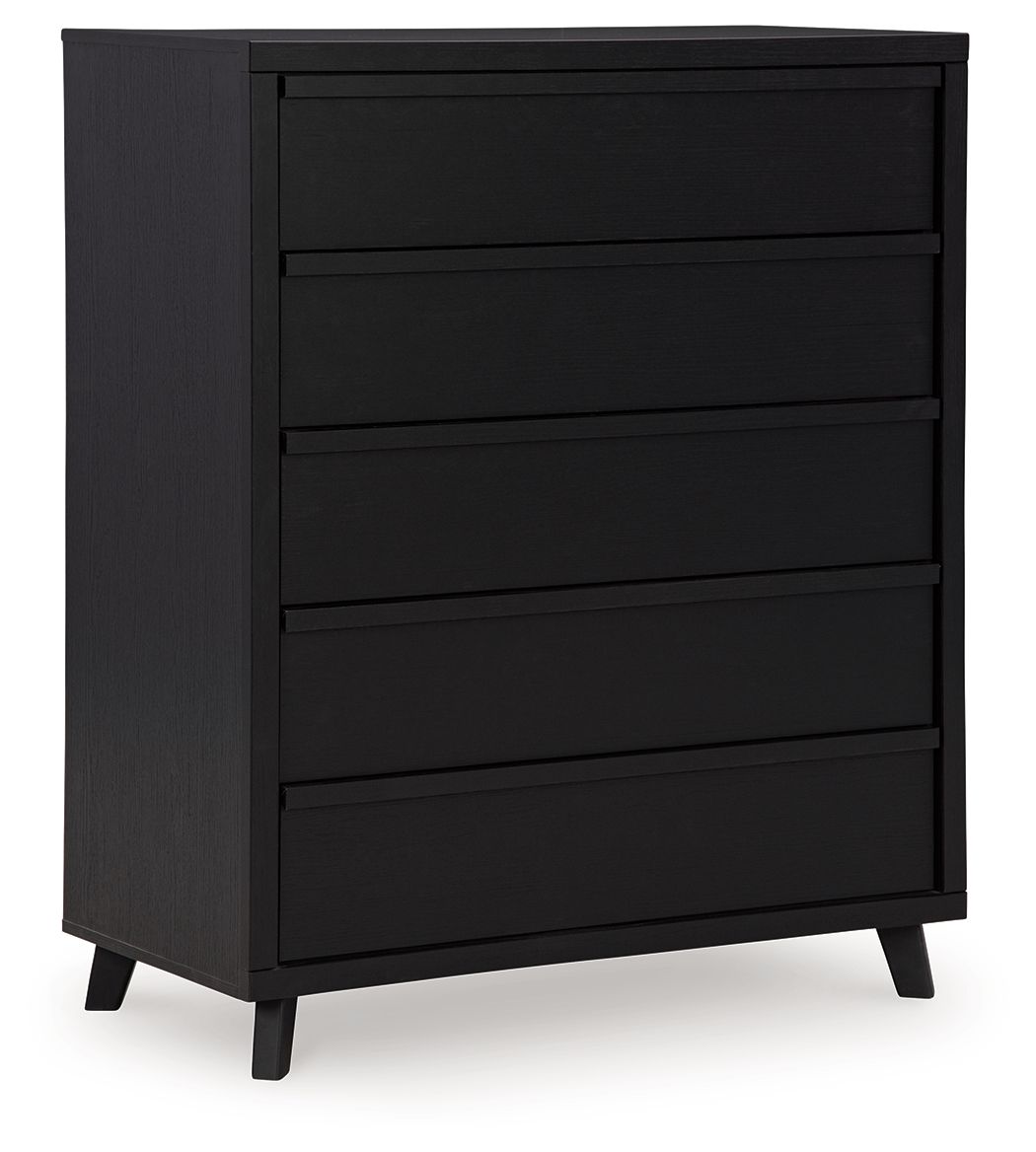 Danziar - Black - Five Drawer Wide Chest - Urban Living Furniture (Los Angeles, CA)