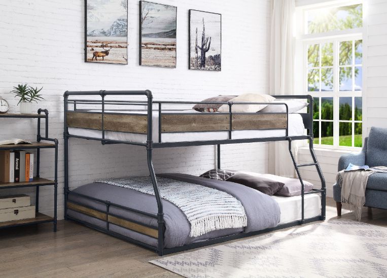 Cordelia - Bunk Bed - Antique Oak, Sandy Black & Dark Bronze Hand-Brushed Finish - Urban Living Furniture (Los Angeles, CA)