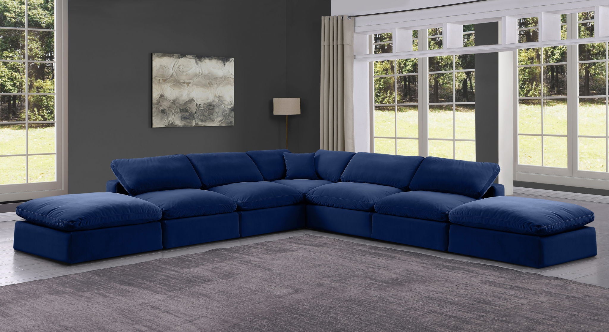Comfy - 7 Piece Velvet Modular Corner Sectional - Urban Living Furniture (Los Angeles, CA)