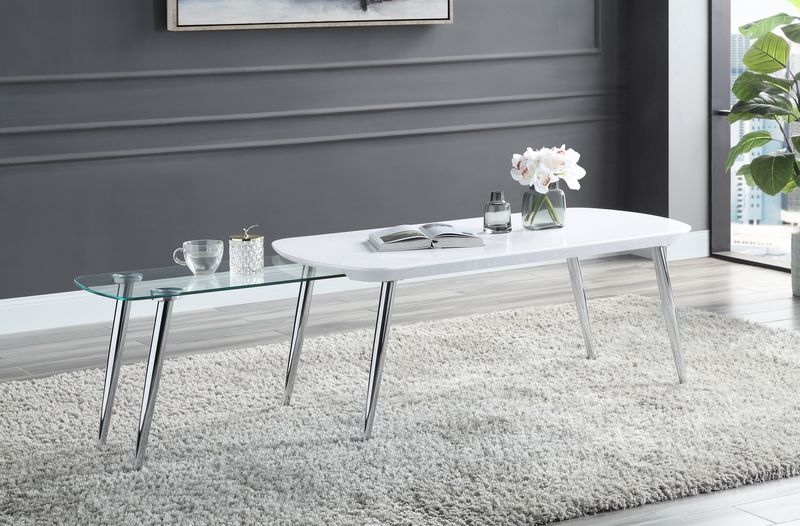Acme - Coffee Table - White & Chrome Finish - Urban Living Furniture (Los Angeles, CA)