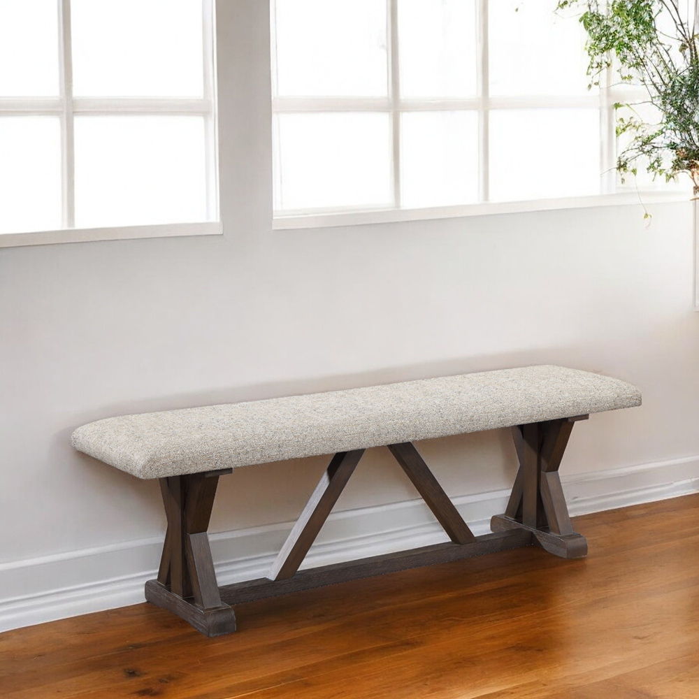 Pascaline - Bench - Gray Fabric, Rustic Brown & Oak Finish - Urban Living Furniture (Los Angeles, CA)