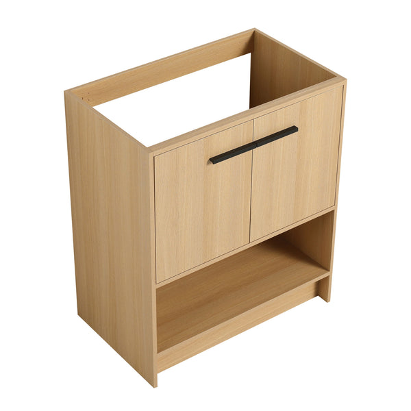 Modern Freestanding 30" Bathroom Vanity With Open Storage Compartment, Construction, Excluding Sink - Oak