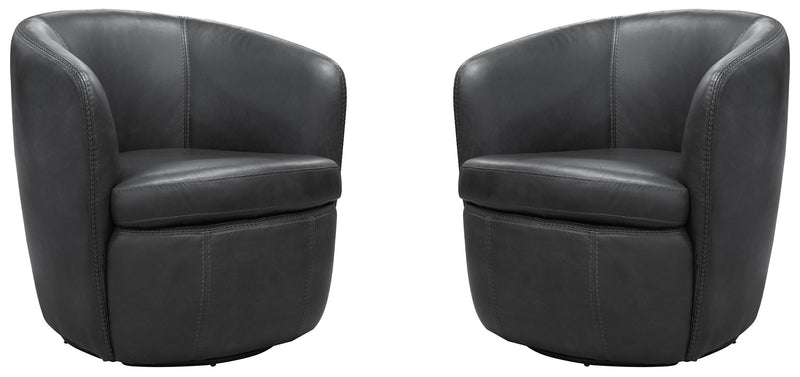 Barolo - 100% Italian Leather Swivel Club Chair (Set of 2)