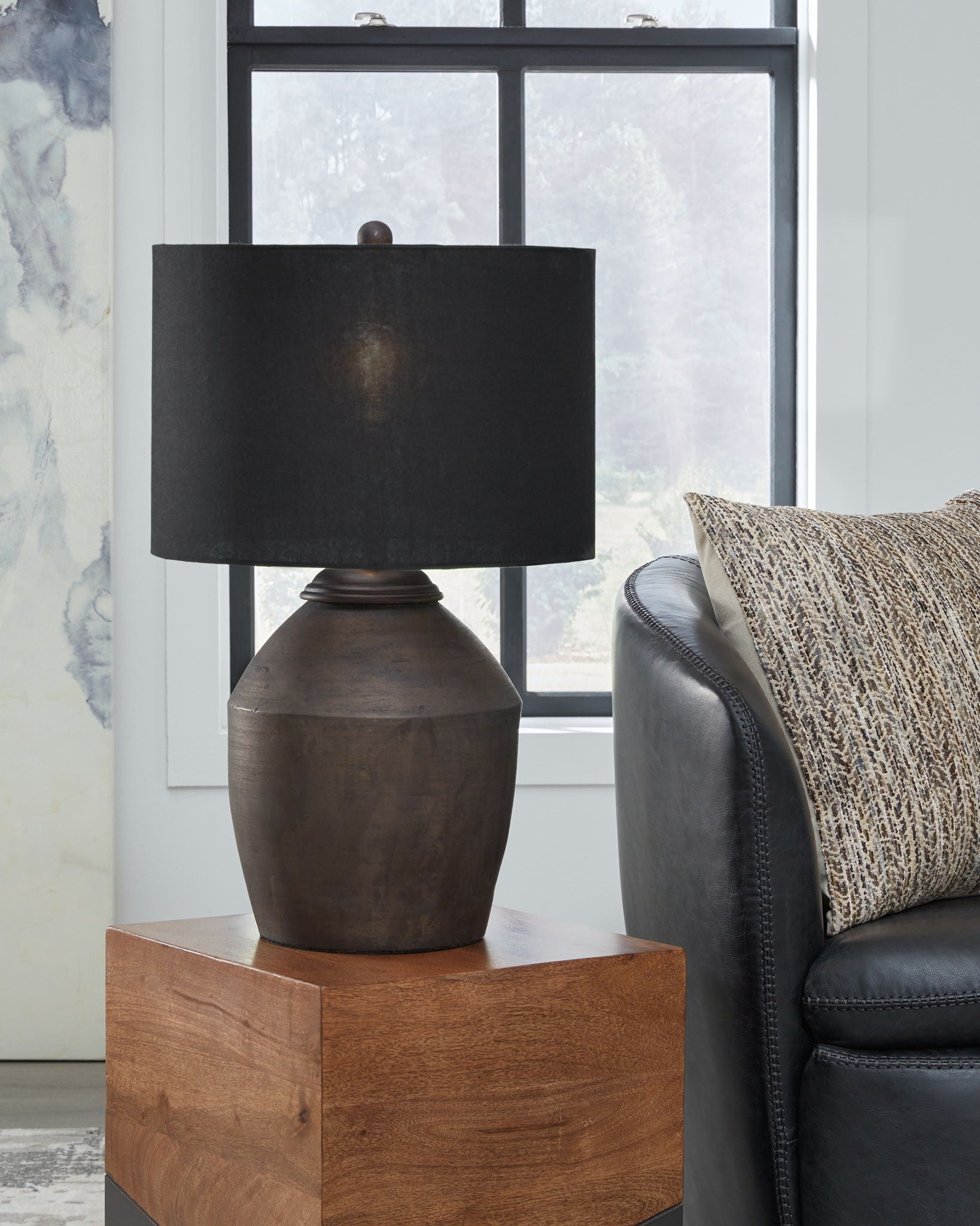 Naareman - Metallic Black - Terracotta Table Lamp - Urban Living Furniture (Los Angeles, CA)