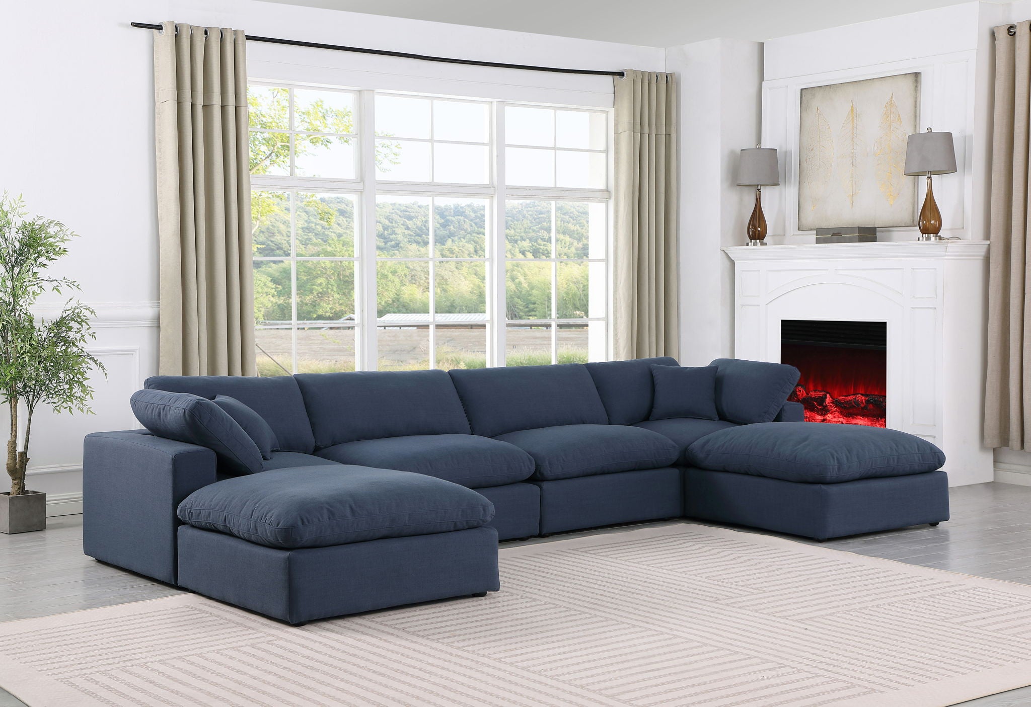 Comfy - 6 Piece Linen Modular Double Chaise Sectional - Urban Living Furniture (Los Angeles, CA)
