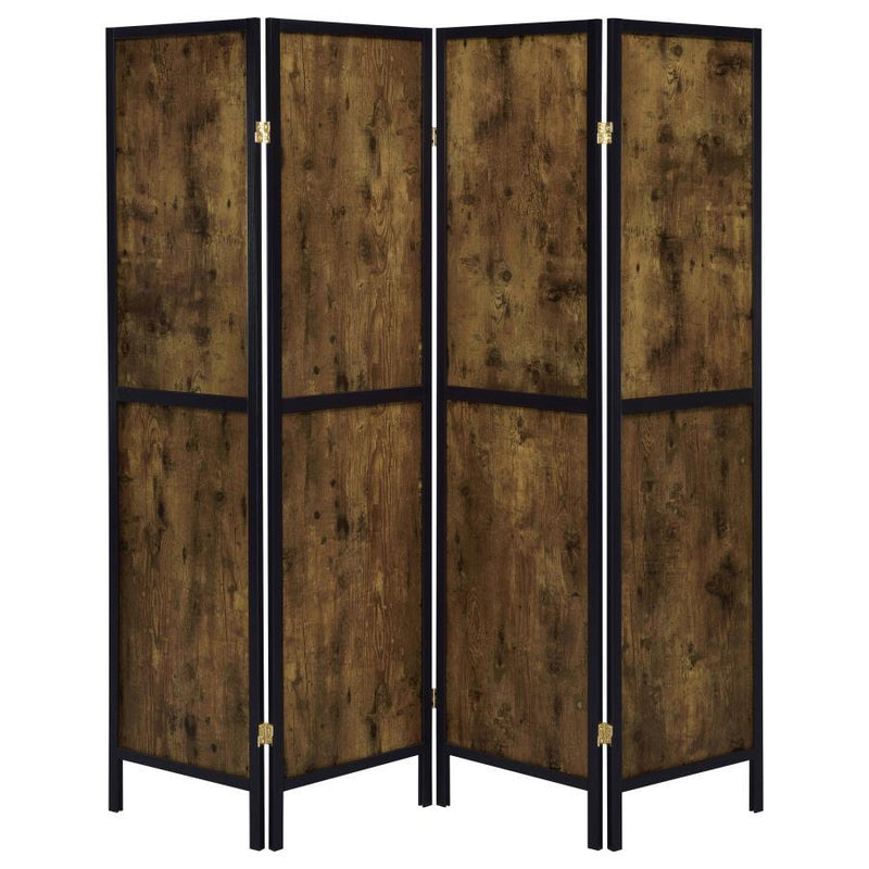 Deepika - 4 - Panel Room Divider Folding Screen - Rustic Nutmeg
