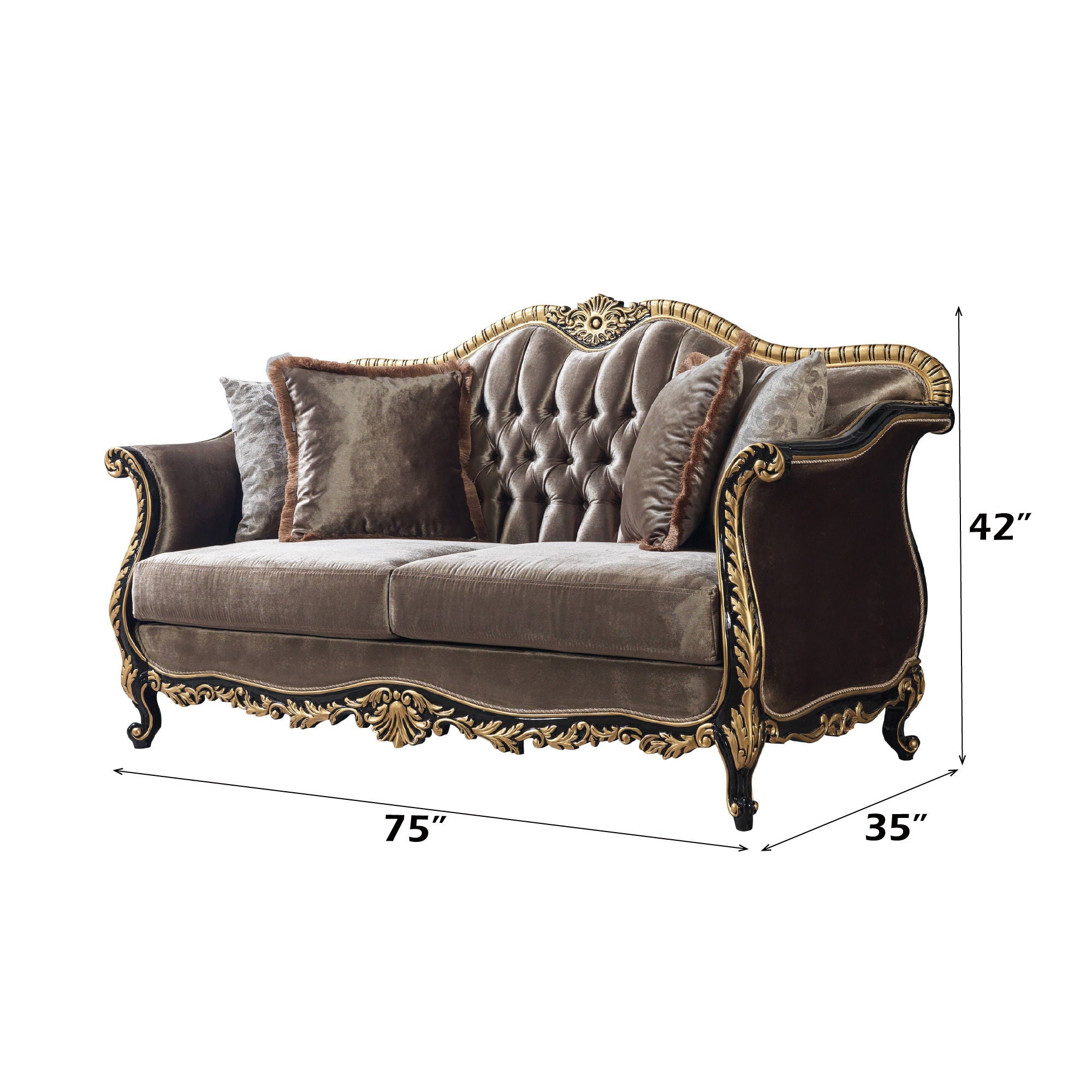 Betria - Loveseat With 4 Pillows - Gold & Black High - Urban Living Furniture (Los Angeles, CA)