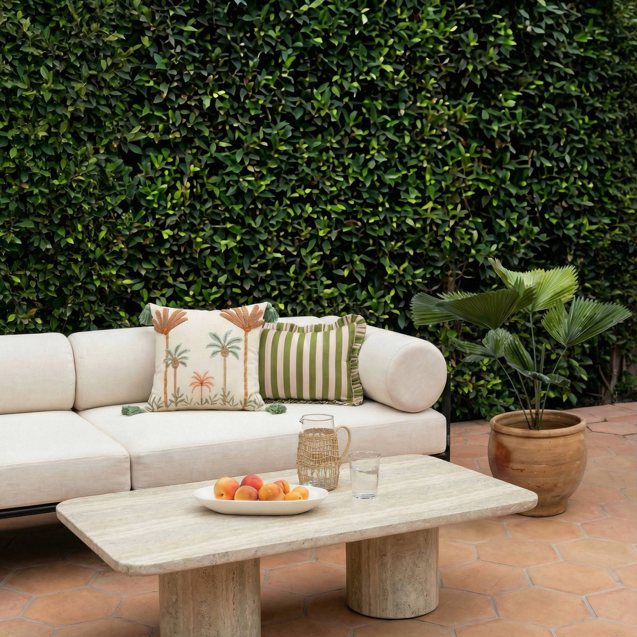 Tyche - Indoor / Outdoor Concrete Rectangular Coffee Table - Faux Travertine - Urban Living Furniture (Los Angeles, CA)