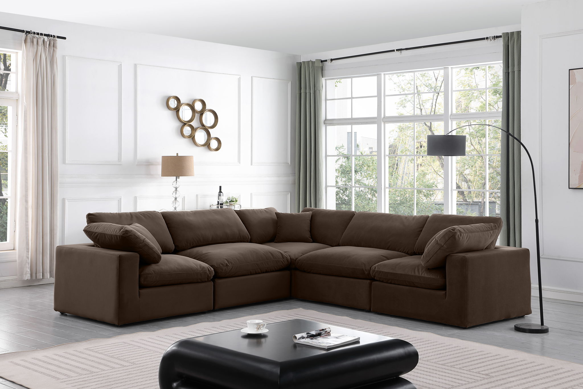 Comfy - 5 Piece Velvet Modular Corner Sectional - Urban Living Furniture (Los Angeles, CA)