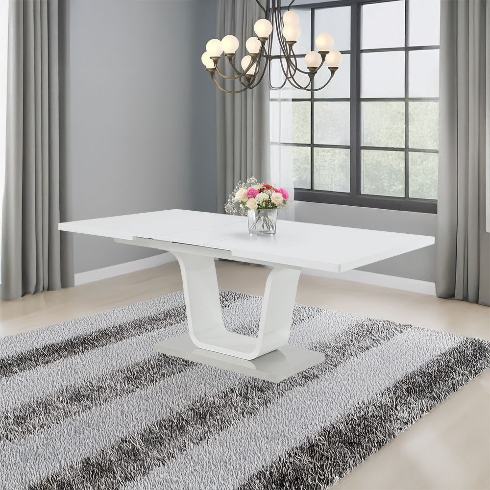 Kamaile - Dining Table With Leaf - White High Gloss - Urban Living Furniture (Los Angeles, CA)