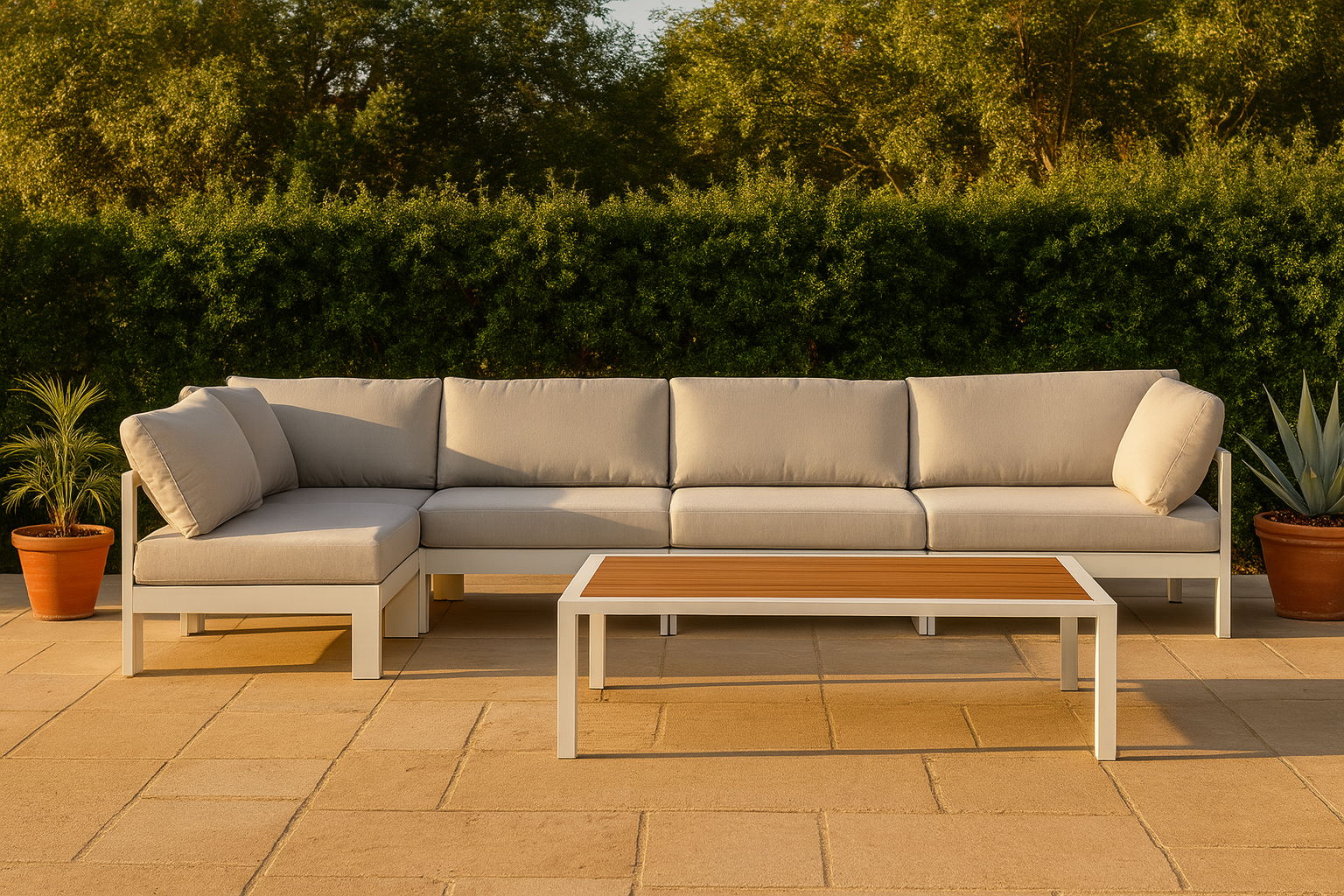 Nizuc - Outdoor Patio 5 Piece Modular Sectional With White Frame - Urban Living Furniture (Los Angeles, CA)