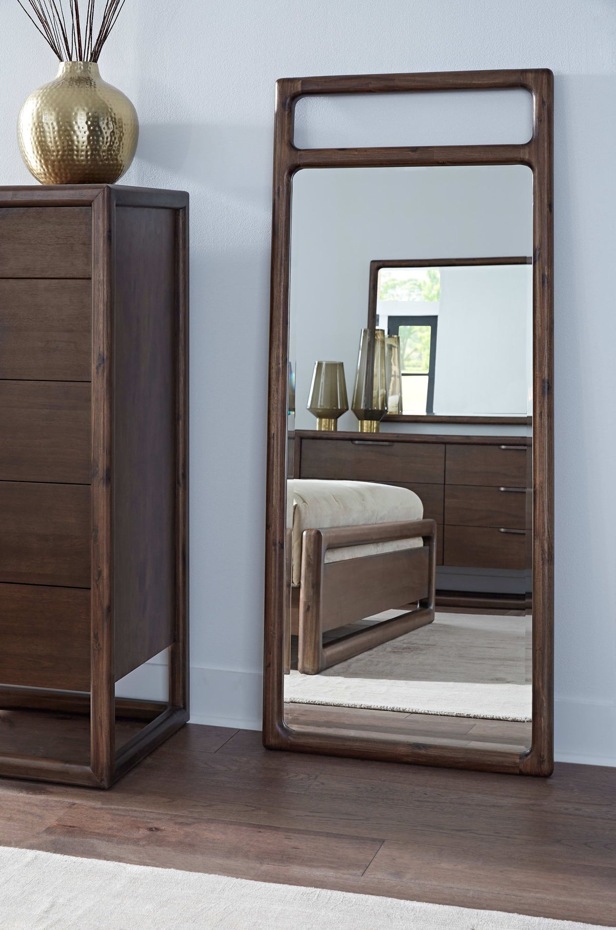 Sol - Beveled Glass Floor Mirror - Brown Spice