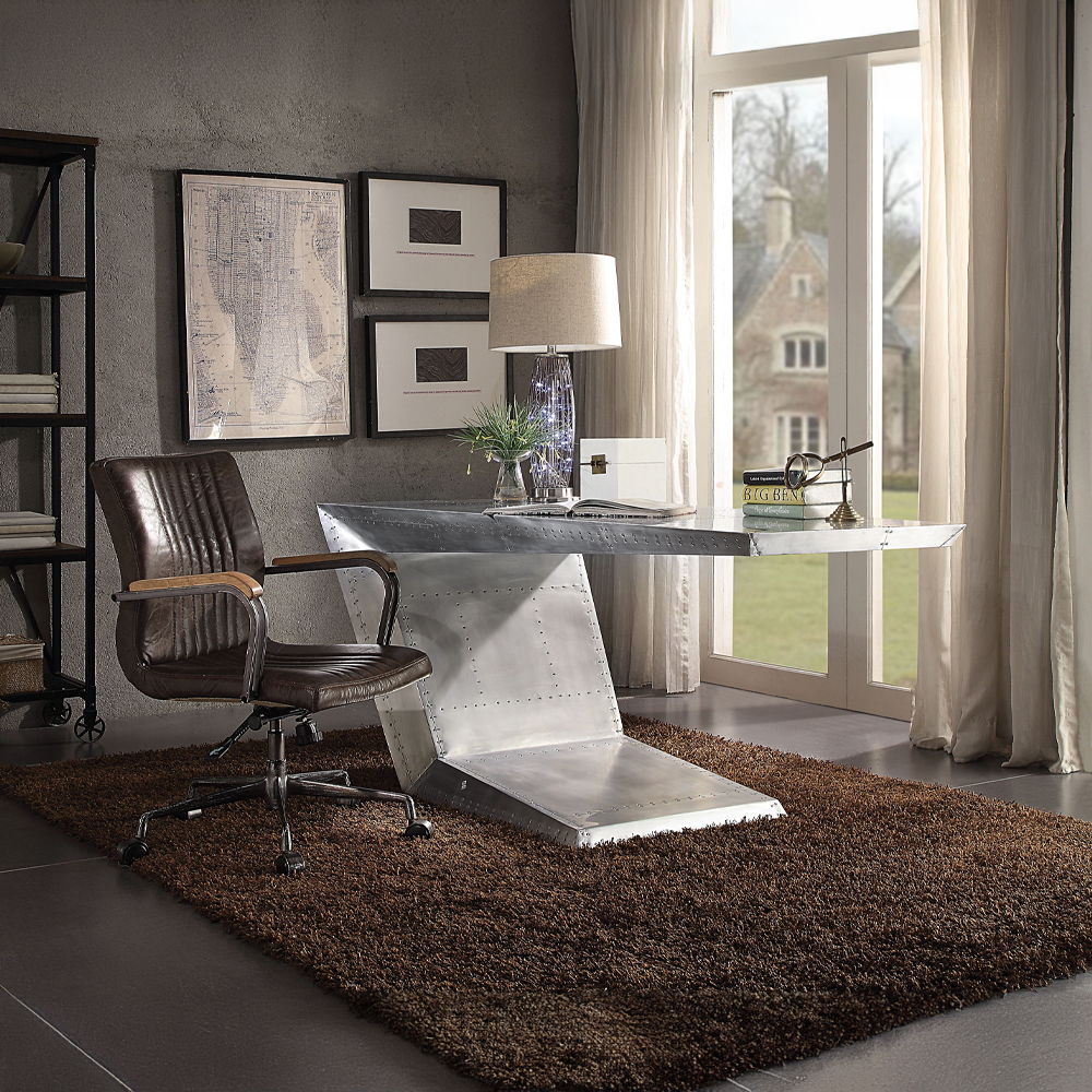 Joslin - Office Chair - Distress Chocolate Top Grain Leather - Urban Living Furniture (Los Angeles, CA)
