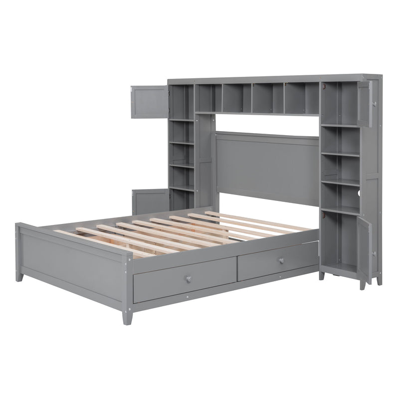 Bed With All In One Cabinet And Shelf