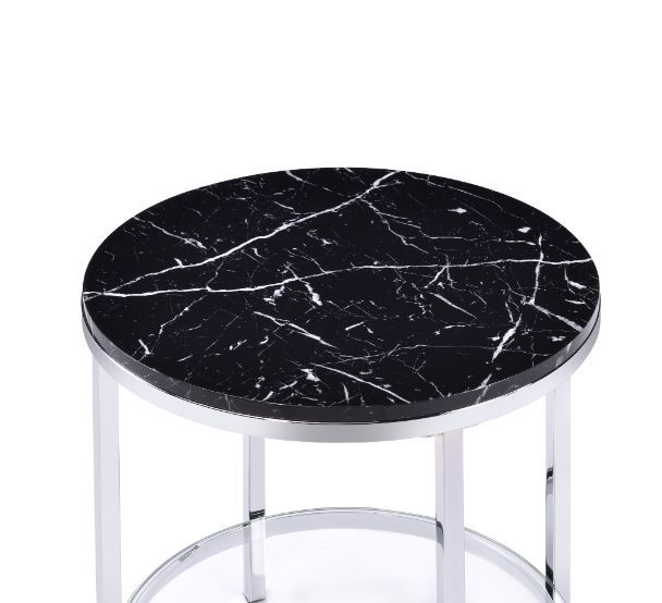 Virlana - End Table - Faux Black Marble & Chrome Finish - Urban Living Furniture (Los Angeles, CA)