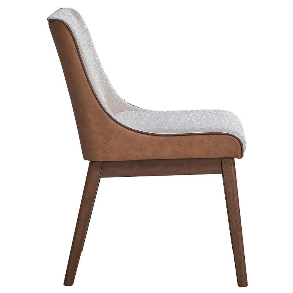 Ginny - Side Chair (Set of 2) - White Boucle, Brown Velvet & Walnut - Urban Living Furniture (Los Angeles, CA)