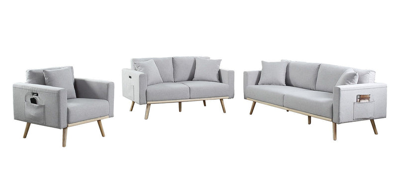 Easton - Linen Fabric Living Room Set With USB Charging Ports Pockets And Pillows (Set of 2) - Urban Living Furniture (Los Angeles, CA)
