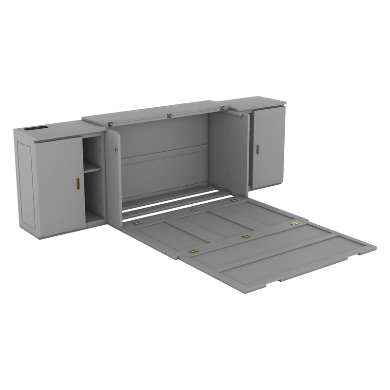 Murphy Bed With Shelves, Cabinets And USB Ports