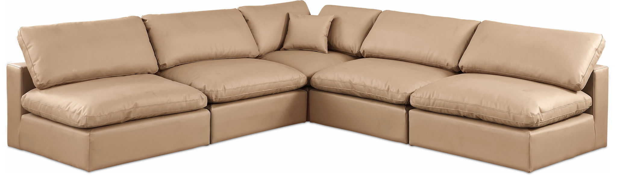 Comfy - 5 Piece Faux Leather Modular Corner Armless Sectional - Tan - Urban Living Furniture (Los Angeles, CA)