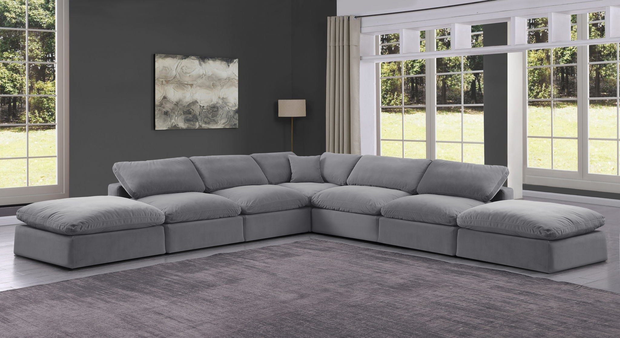 Comfy - 7 Piece Velvet Modular Corner Sectional - Urban Living Furniture (Los Angeles, CA)