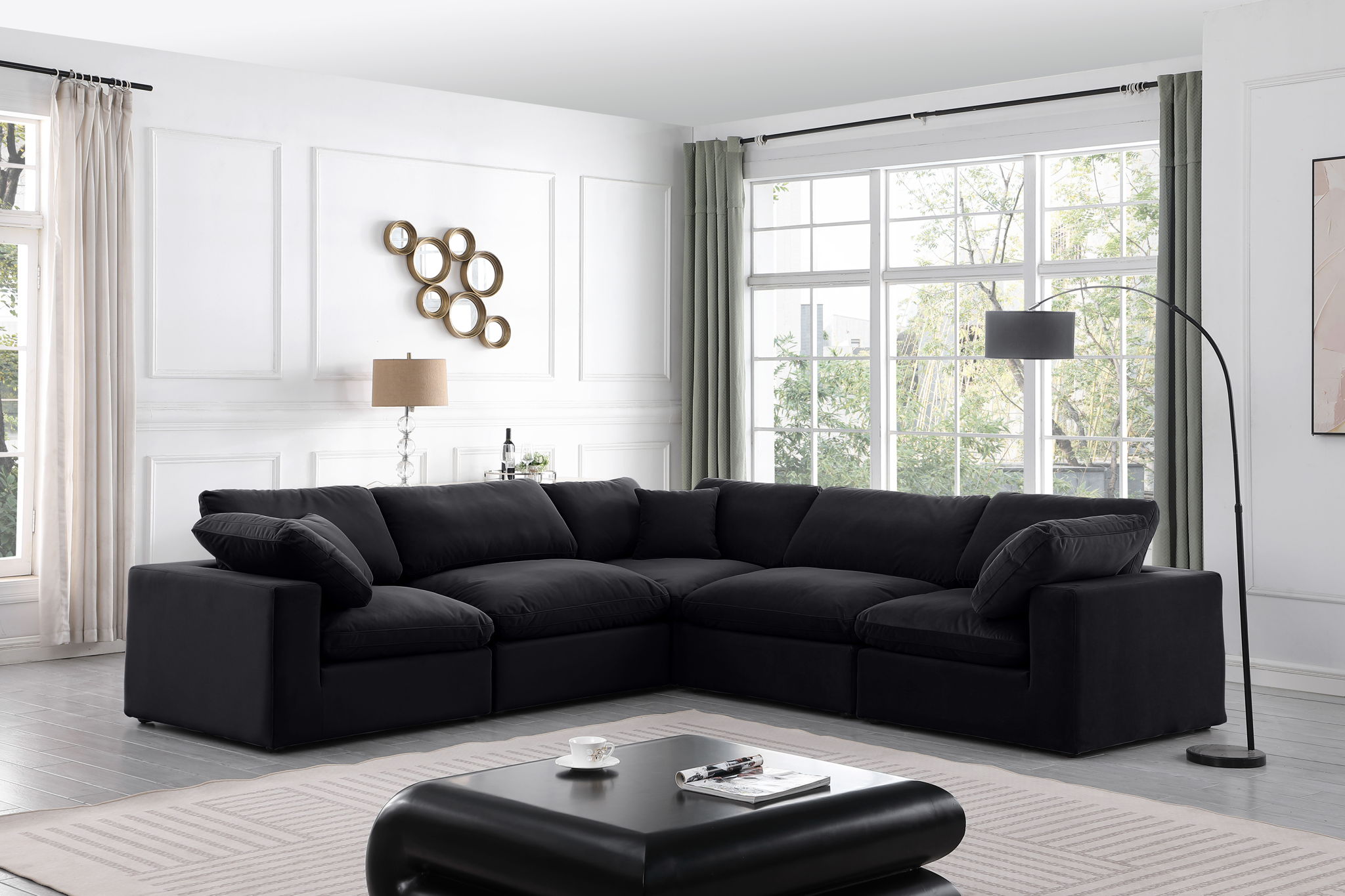 Comfy - 5 Piece Velvet Modular Corner Sectional - Urban Living Furniture (Los Angeles, CA)