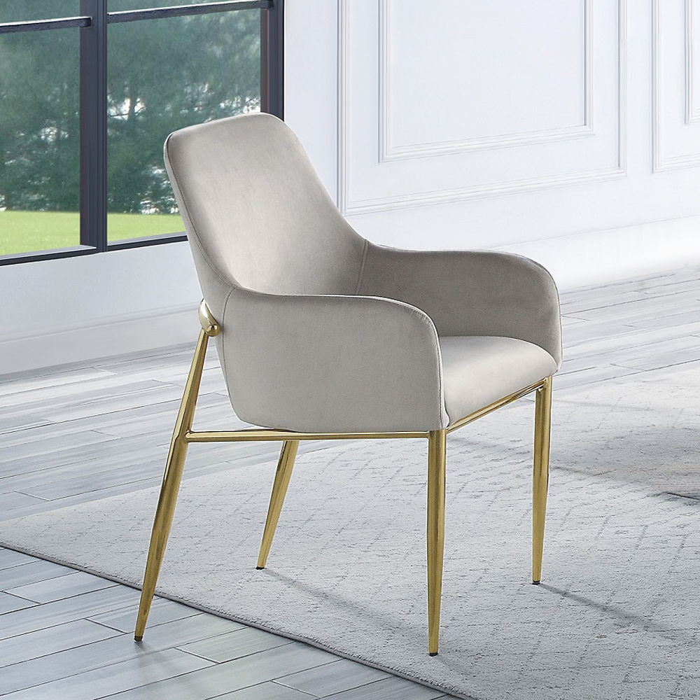 Barnard - Side Chair (Set of 2) - Gray Velvet & Mirrored Gold - Urban Living Furniture (Los Angeles, CA)