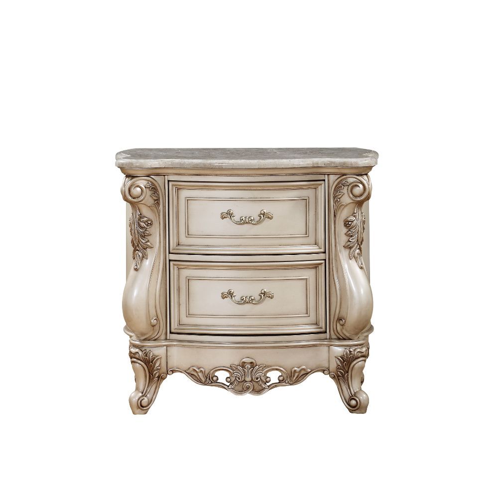 Gorsedd - Nightstand - Marble & Antique White - Urban Living Furniture (Los Angeles, CA)