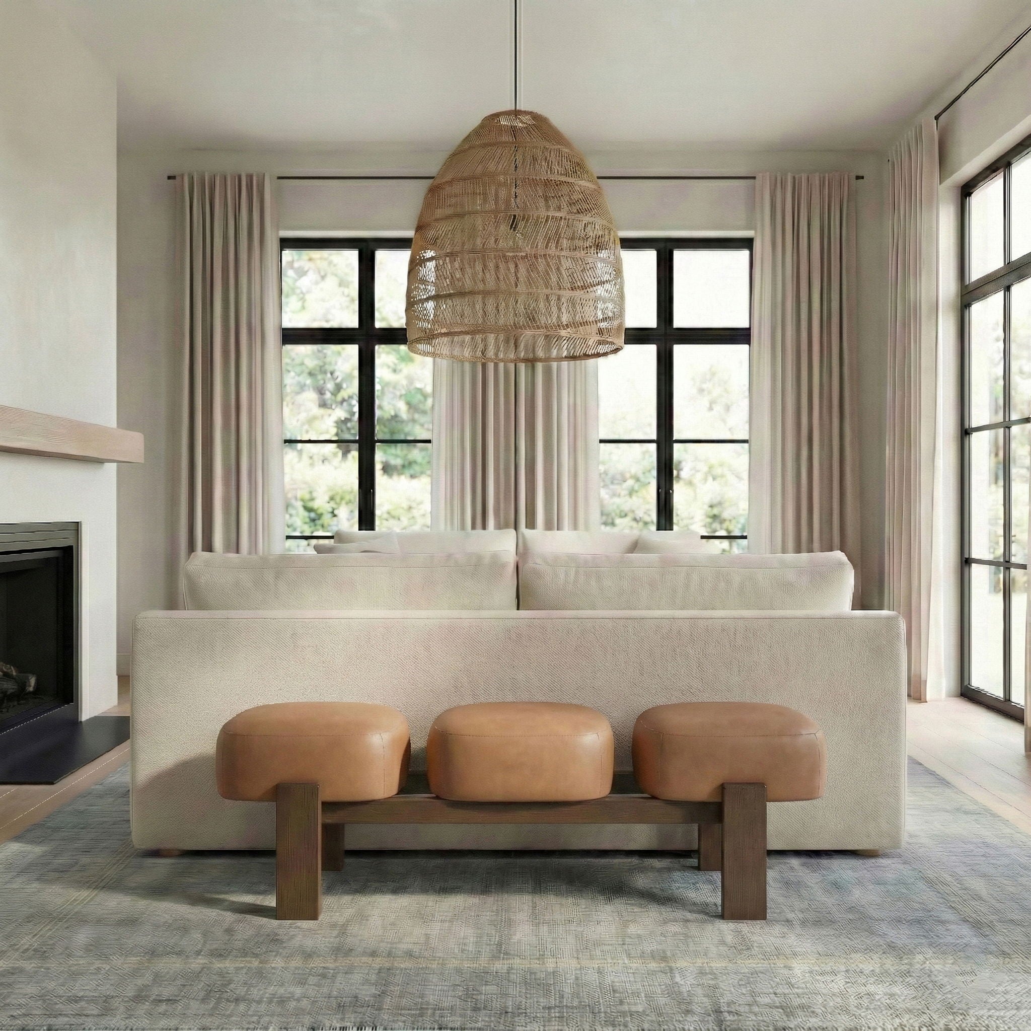 Woodcrest - Vegan Leather Upholstered Bench - Painted Brown Walnut Base - Urban Living Furniture (Los Angeles, CA)