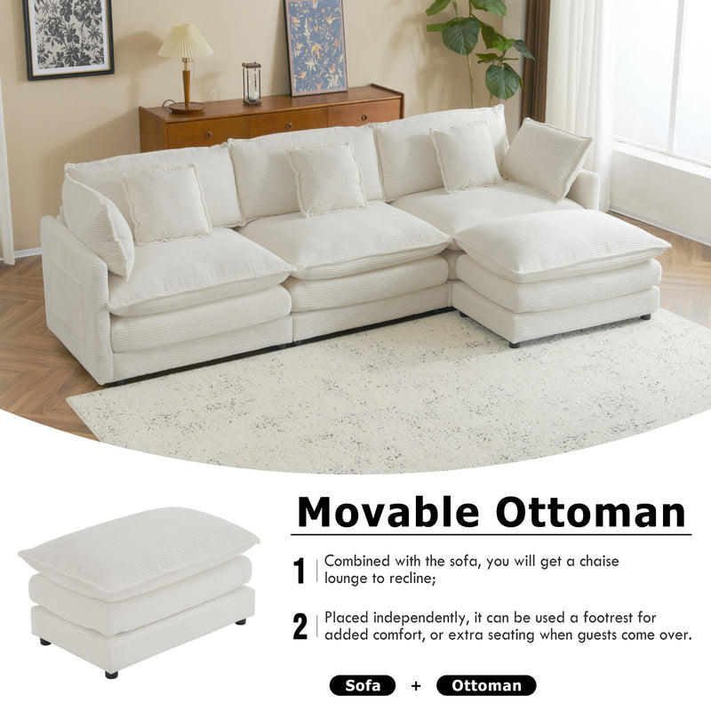 Modern Modular Sectional Sofa With Side Storage Pockets For Living Room
