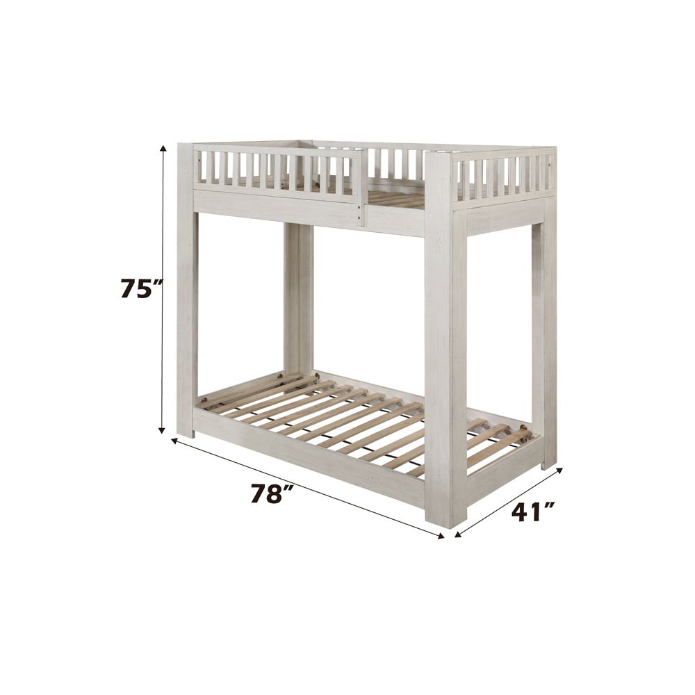 Cedro - Twin Over Twin Bunk Bed - Weathered White - Urban Living Furniture (Los Angeles, CA)
