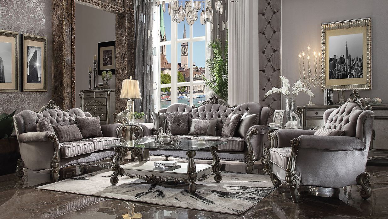 Versailles - 47" Sofa With 5 Pillows - Velvet & Antique Platinum - Urban Living Furniture (Los Angeles, CA)