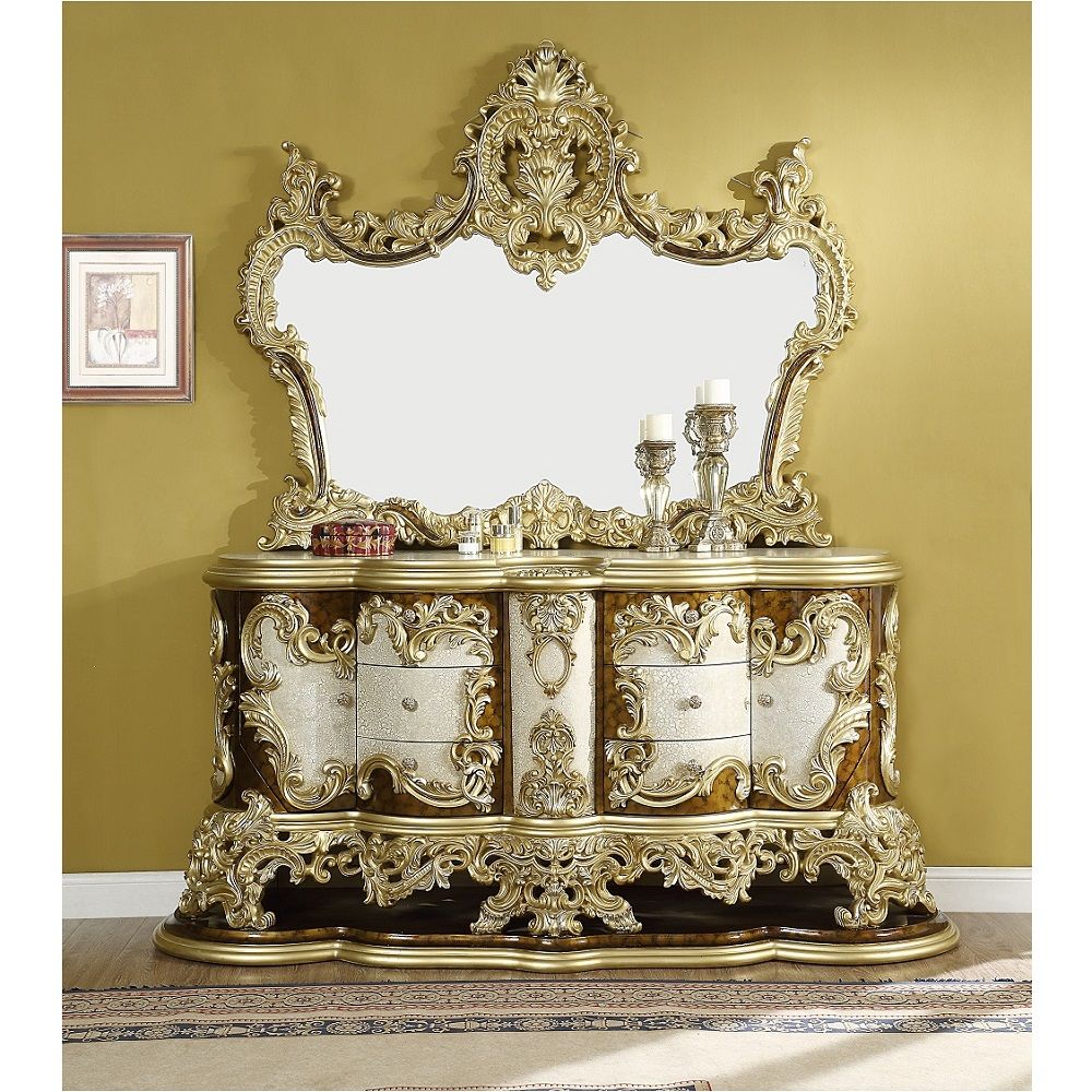 Desiderius - Mirror - Antique Gold & Hand Painted Brown - Urban Living Furniture (Los Angeles, CA)