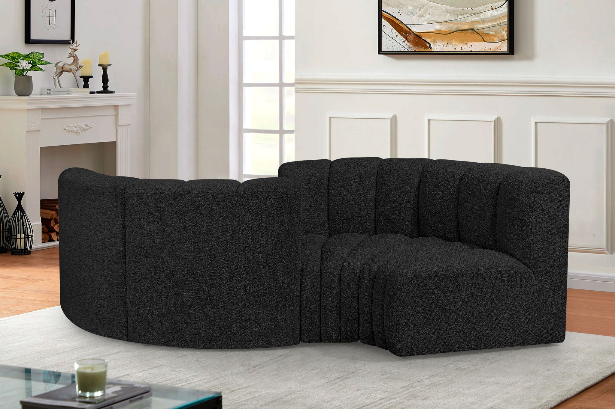 Arc - Boucle Fabric 4 Piece Curved Modular Sofa