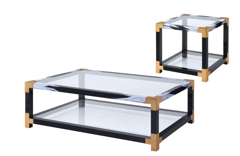 Lafty - Coffee Table - White Brushed & Clear Glass - Urban Living Furniture (Los Angeles, CA)