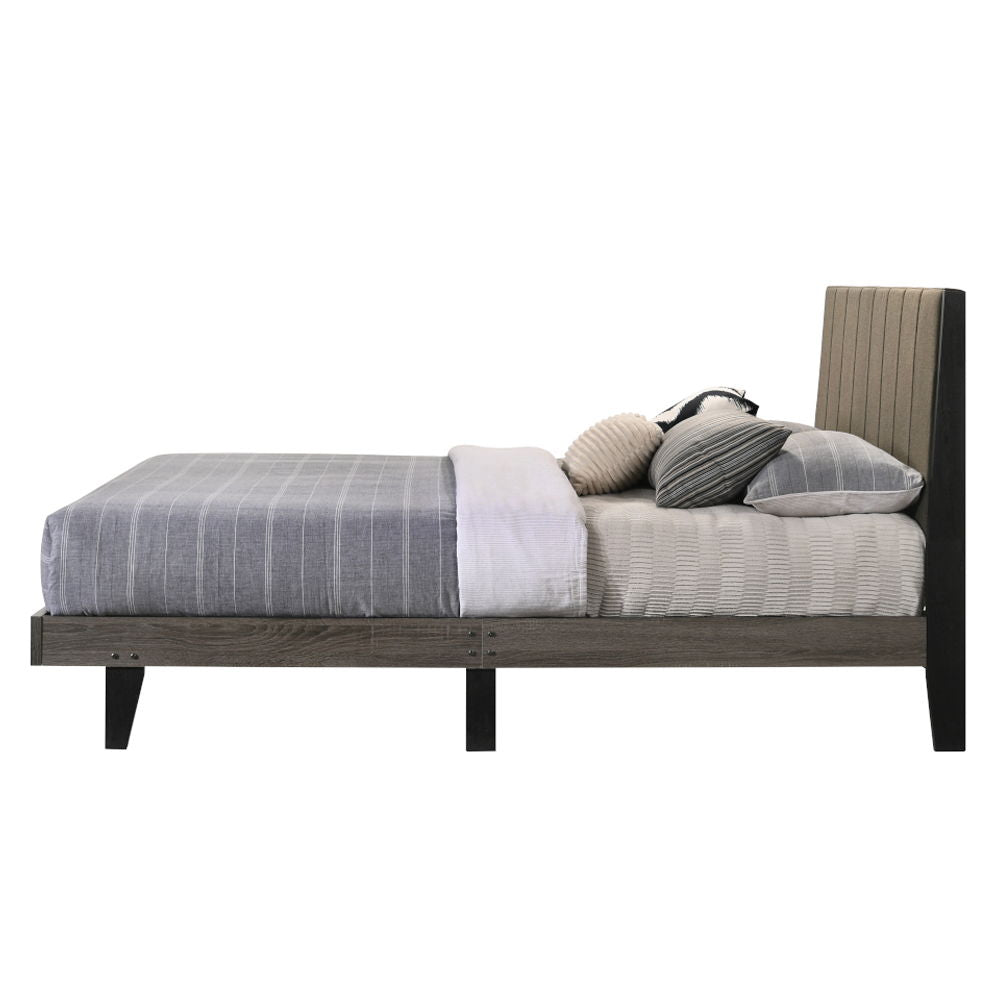 Valdemar - Queen Bed - Brown Fabric & Weathered Gray - Urban Living Furniture (Los Angeles, CA)