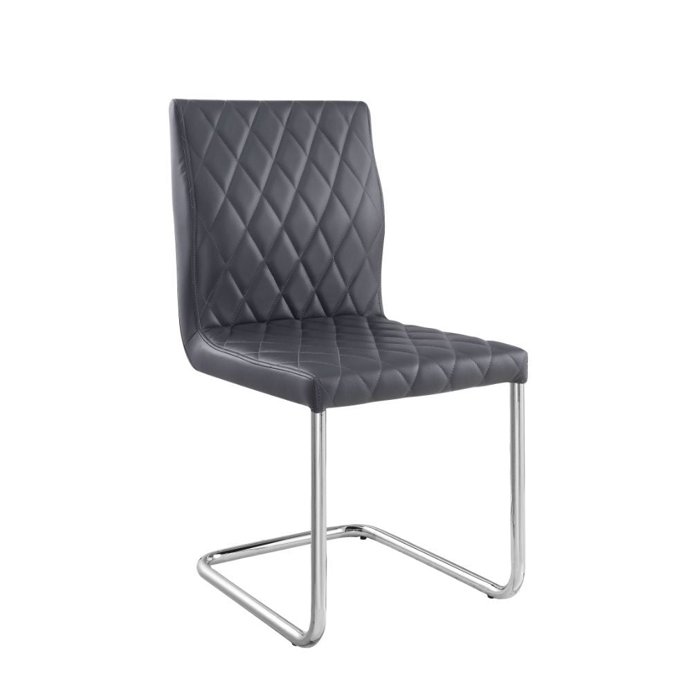 Ansonia - Side Chair (Set of 2) - Gray Synthetic Leather & Chrome - Urban Living Furniture (Los Angeles, CA)