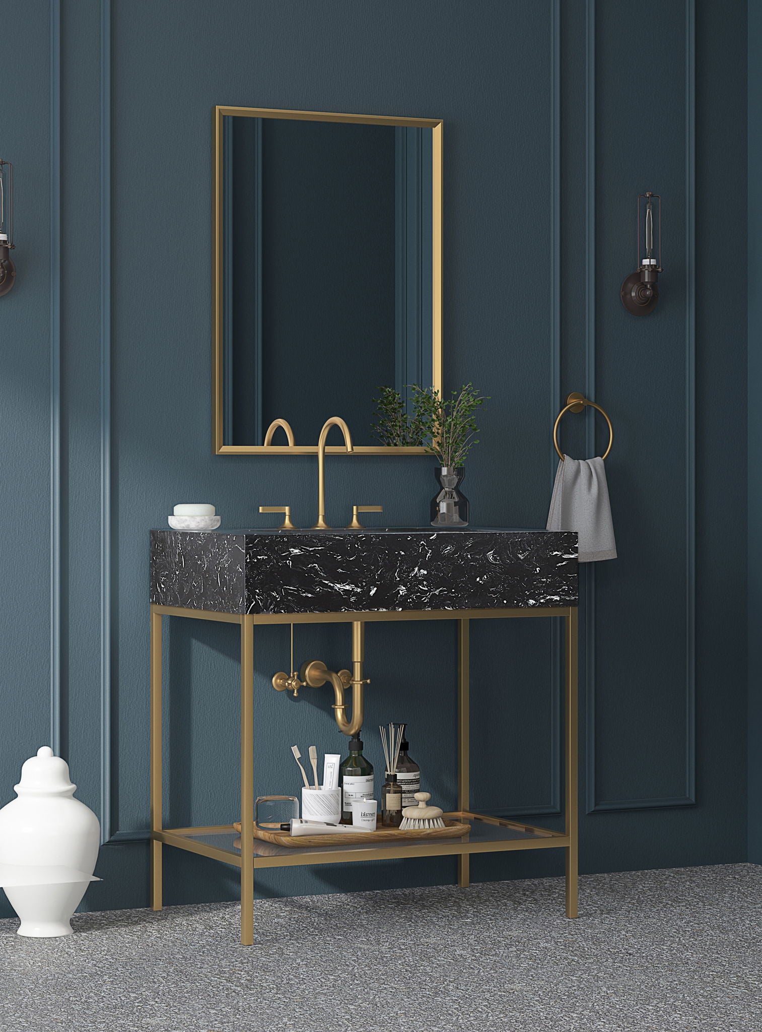 Marmo - Engineered Marble Bathroom Vanity With Gold Base - Urban Living Furniture (Los Angeles, CA)
