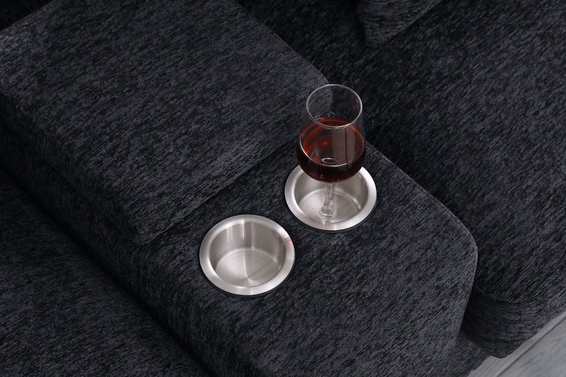 Celine - Chenille Fabric Corner Sectional Sofa With Right-Facing Chaise, Cupholders, And Charging Ports - Urban Living Furniture (Los Angeles, CA)