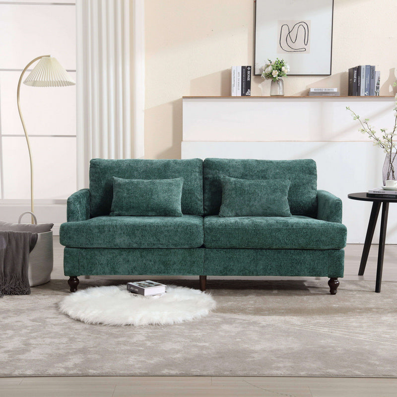 Mid Century Modern Chenille Fabric Loveseat Sofa, 2 Seat Upholstered Couch