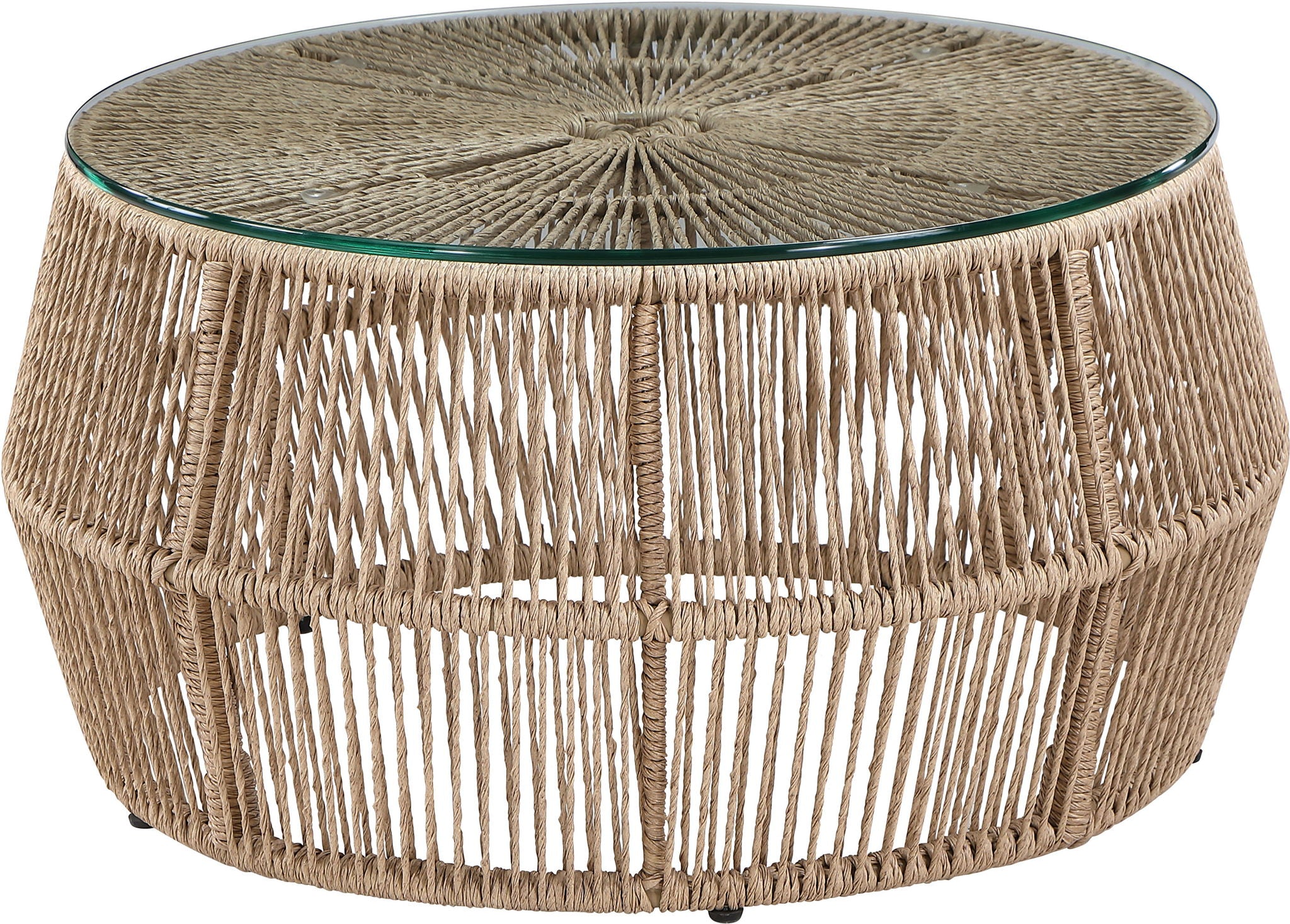 Coastline - Tempered Glass Top And Wicker Outdoor Patio Coffee Table - Natural | Natural - Urban Living Furniture (Los Angeles, CA)
