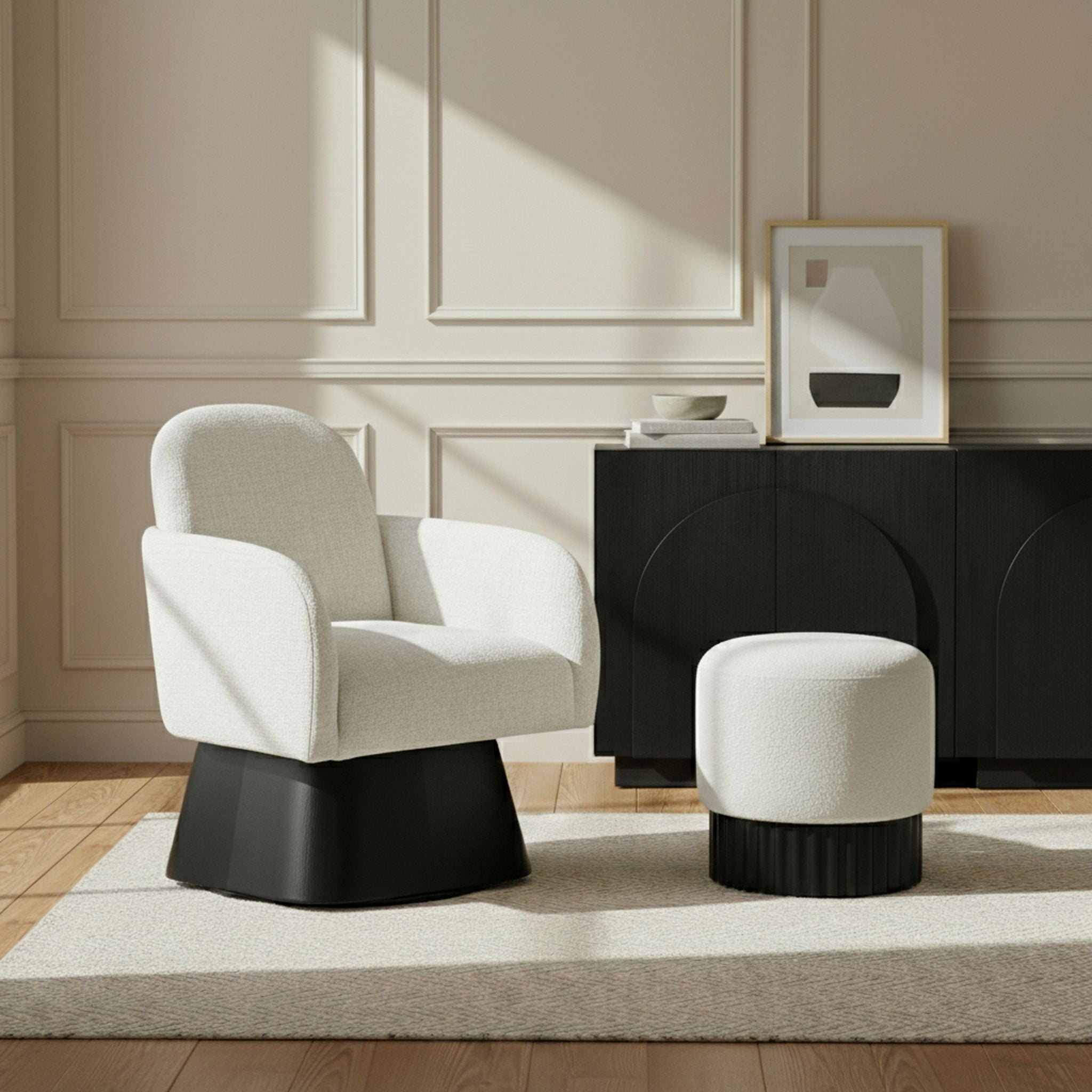 Marlowe - Linen Textured Fabric Upholstered Swivel Accent Chair - Stained Black - Urban Living Furniture (Los Angeles, CA)