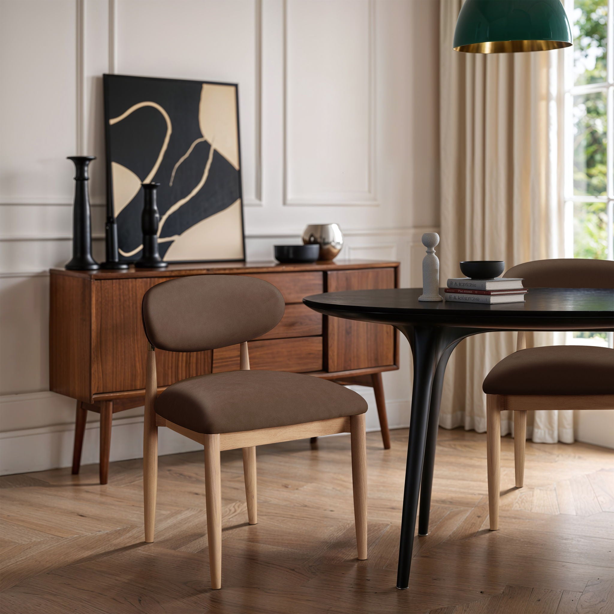 Riccio - Faux Leather Dining Side Chair (Set of 2) - Natural Frame - Urban Living Furniture (Los Angeles, CA)