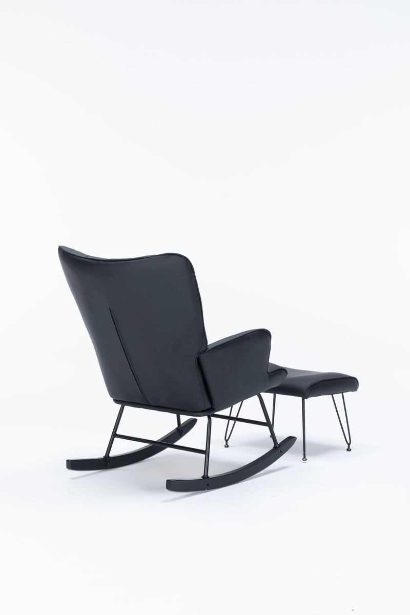 Rocking Accent Chair With Lumbar Pillow And Ottoman