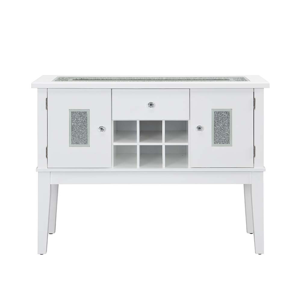 Elizaveta - Server - Gray Velvet, Faux Crystal Diamonds &White High Gloss Finish - Urban Living Furniture (Los Angeles, CA)