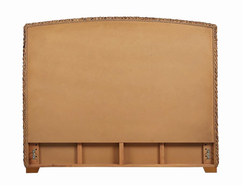 Laughton - Woven Banana Leaf Queen Panel Headboard - Amber