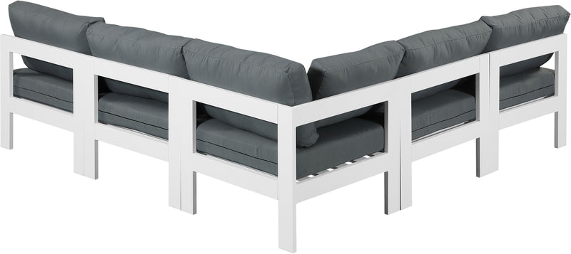 Nizuc - Outdoor Patio 5 Piece Modular Sectional With White Frame