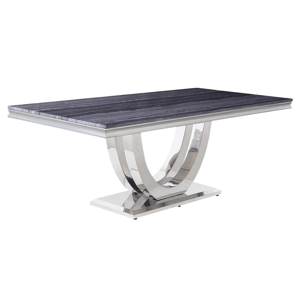 Cambrie - Dining Table With Engineered Stone Top - Engineered Stone Top & Mirrored Silver - Urban Living Furniture (Los Angeles, CA)